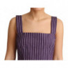 Abito elasticizzato a trapezio in cotone a righe viola - IT42-M