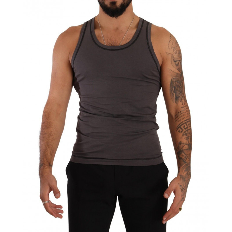 Intimo T-shirt canotta senza maniche in cotone grigio - IT4 - S