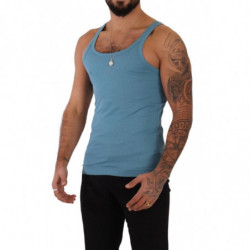 T-shirt intima canotta girocollo in cotone blu - IT4 - S