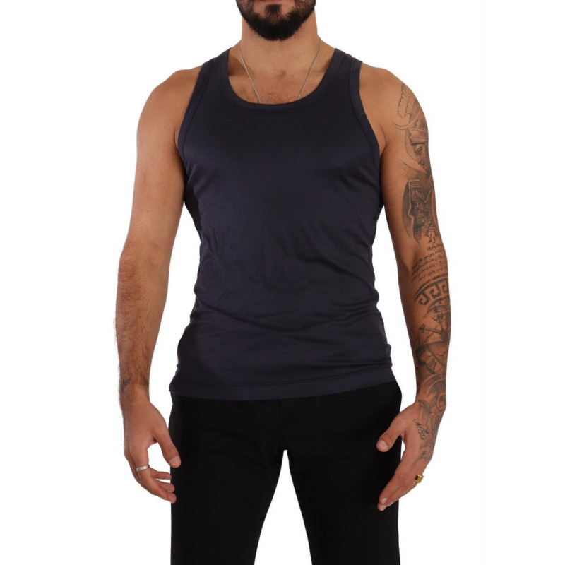 Intimo senza maniche con scollo tondo modale blu - IT4 - S