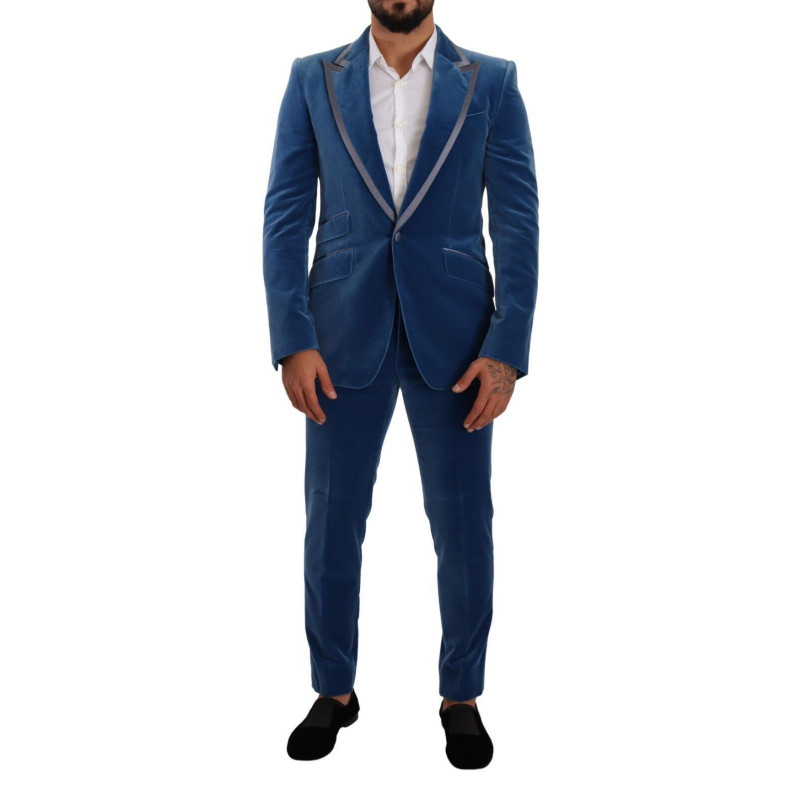 Abito 2 pezzi slim fit in velluto blu SICILIA - IT48 - M