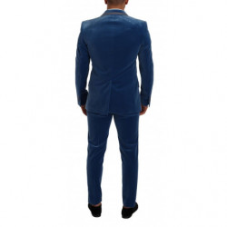 Abito 2 pezzi slim fit in velluto blu SICILIA - IT48 - M