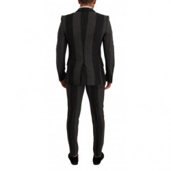 Abito 3 pezzi slim fit a righe grigio nero - IT48 - M