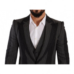 Abito 3 pezzi slim fit a righe grigio nero - IT48 - M