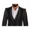 Abito 3 pezzi slim fit a righe grigio nero - IT48 - M