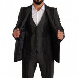 Abito 3 pezzi slim fit a righe grigio nero - IT48 - M