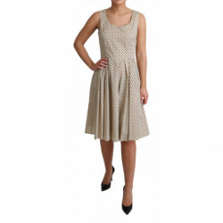 Abito a trapezio in cotone a pois beige - IT38-XS