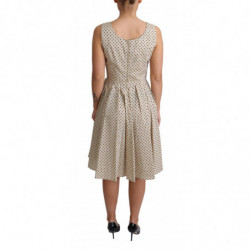 Abito a trapezio in cotone a pois beige - IT38-XS
