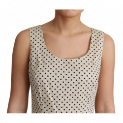 Abito a trapezio in cotone a pois beige - IT38-XS
