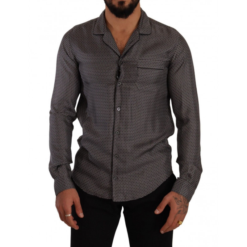 Camicia da uomo in pigiama con motivo fantasia grigia - IT4 - S