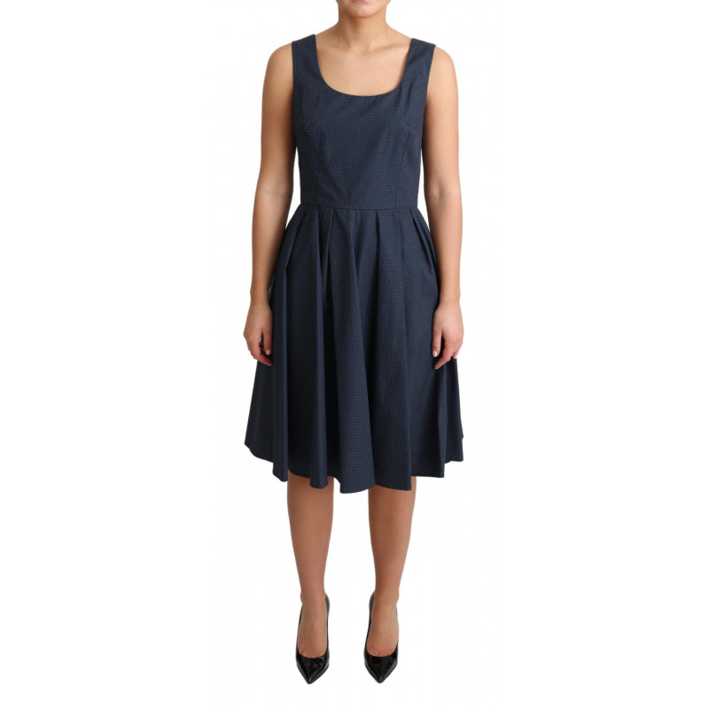 Abito a trapezio in cotone a pois blu - IT40-S