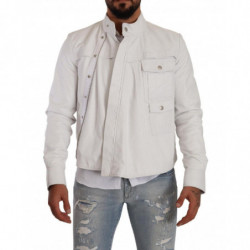 Giubbotto Biker in Pelle Bianca Collezione Black Gold - IT46 - S