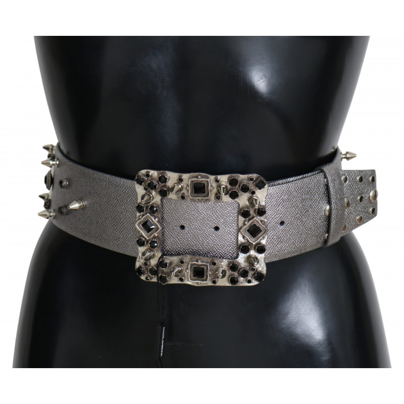 Cintura fibbia logo pelle argento cristalli - 70 CM / 28 INCHES