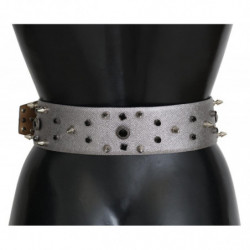 Cintura fibbia logo pelle argento cristalli - 70 CM / 28 INCHES