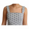 Abito a trapezio in cotone floreale bianco blu - IT44-L