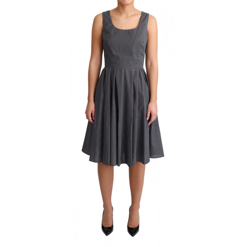 Abito a trapezio in cotone nero a pois - IT44-L