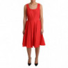 Abito a trapezio in cotone rosso a pois - IT42-M