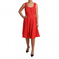 Abito a trapezio in cotone rosso a pois - IT42-M