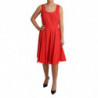 Abito a trapezio in cotone rosso a pois - IT42-M