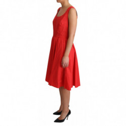 Abito a trapezio in cotone rosso a pois - IT42-M
