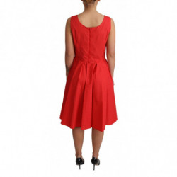 Abito a trapezio in cotone rosso a pois - IT42-M