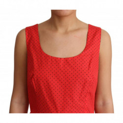 Abito a trapezio in cotone rosso a pois - IT42-M
