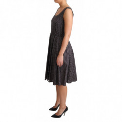 Abito elasticizzato a trapezio in cotone floreale nero - IT44 - M