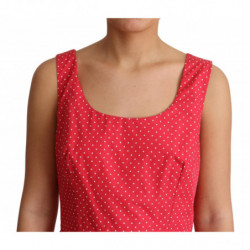 Abito a trapezio in cotone rosso a pois - IT42-M
