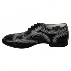 Scarpe derby formali in pizzo bianco in pelle nera - EU44/US11
