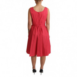 Abito a trapezio in cotone rosso a pois - IT42-M