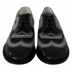 Scarpe derby formali in pizzo bianco in pelle nera - EU44/US11