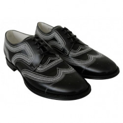 Scarpe derby formali in pizzo bianco in pelle nera - EU44/US11