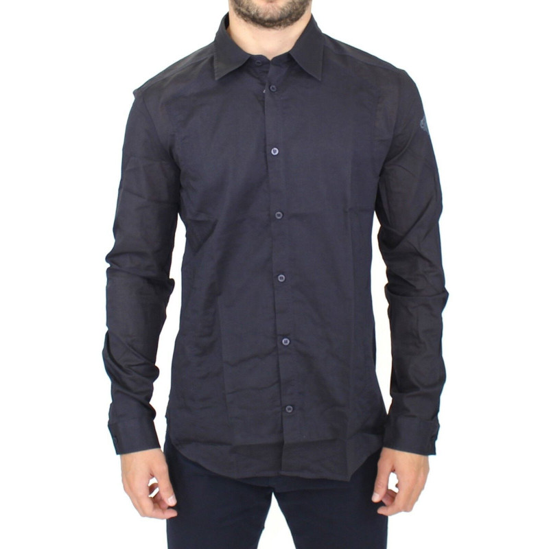 Camicia casual in cotone blu slim fit - IT50 - M