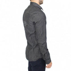 Camicia elasticizzata grigia casual in cotone jeans denim - IT48 - M
