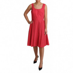 Abito a trapezio in cotone rosso a pois - IT42-M