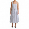 Abito a trapezio in cotone a righe bianco blu - IT40-S