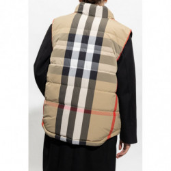 Gilet Beige in Poliammide e Piume - M