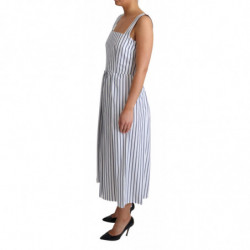Abito a trapezio in cotone a righe bianco blu - IT40-S
