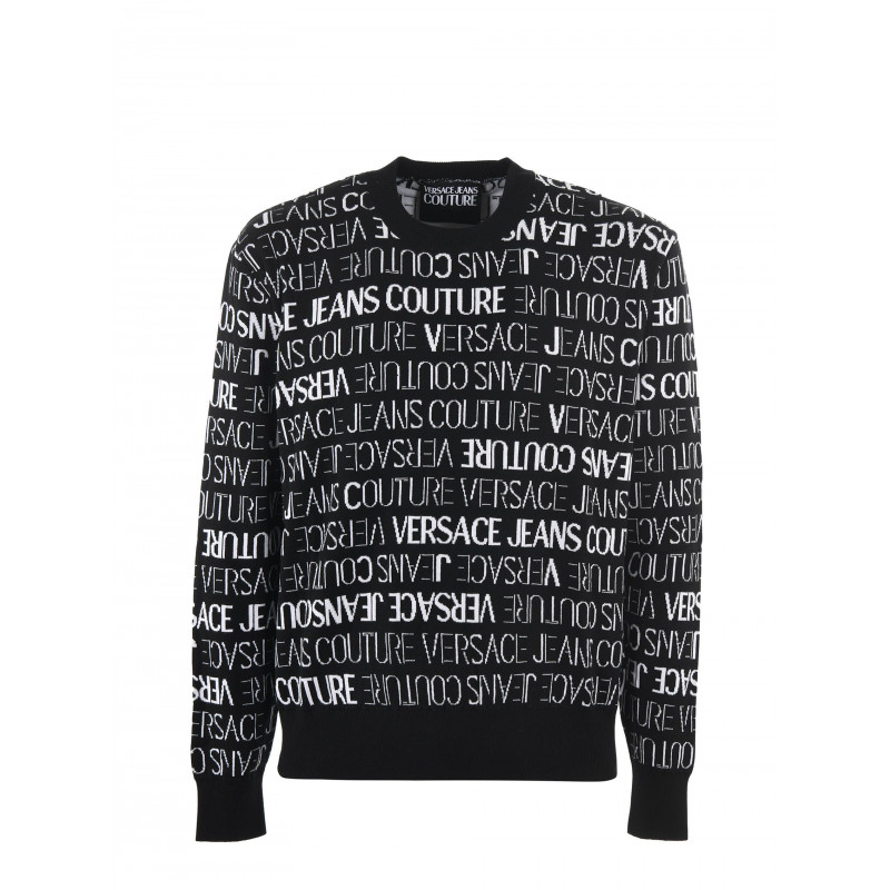 Maglione con dettagli logo in cotone bianco e nero - M
