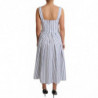 Abito a trapezio in cotone a righe bianco blu - IT40-S