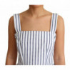Abito a trapezio in cotone a righe bianco blu - IT40-S