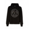Felpa con cappuccio in cotone nero con dettagli logo - L