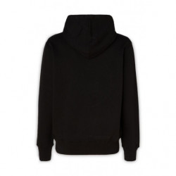 Felpa con cappuccio in cotone nero con dettagli logo - L