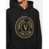 Felpa con cappuccio in cotone nero con dettagli logo - L