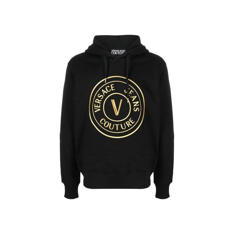 Felpa con cappuccio in cotone nero con dettagli logo - XL