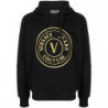 Felpa con cappuccio in cotone nero con dettagli logo - XL