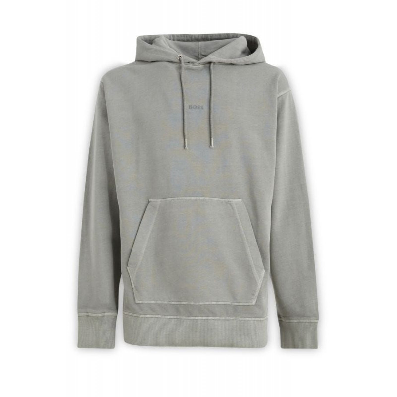 Felpa con cappuccio in cotone grigio con dettagli logo - L