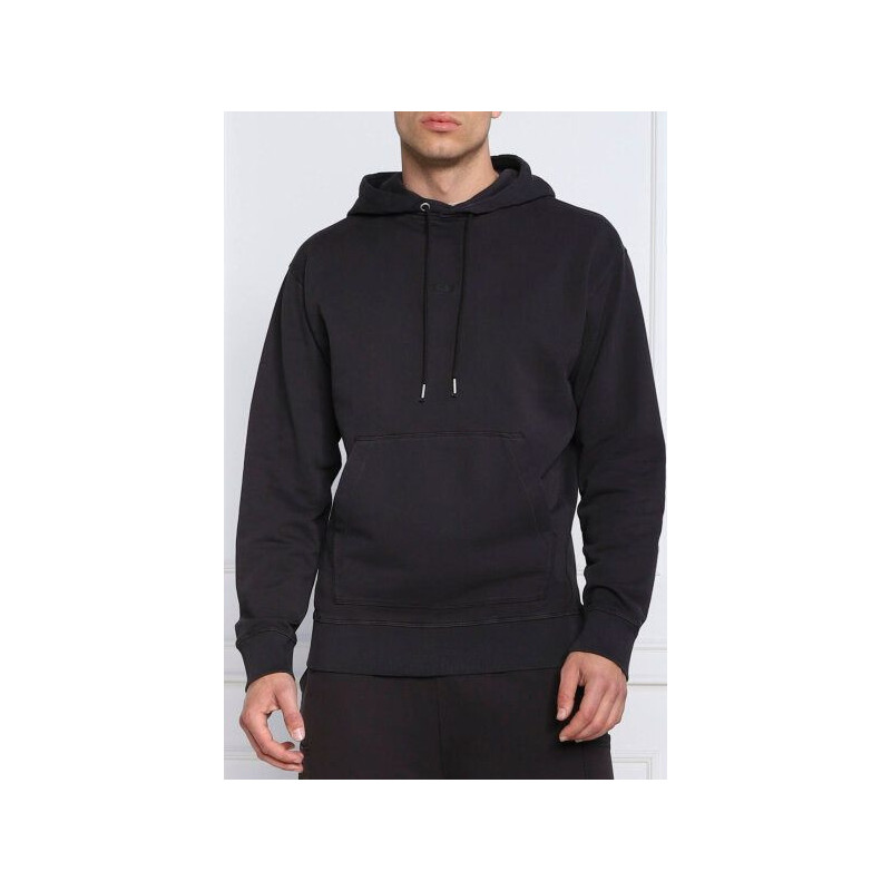 Felpa con cappuccio con dettagli logo in cotone blu scuro - L