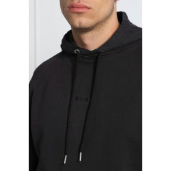 Felpa con cappuccio con dettagli logo in cotone blu scuro - L