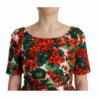 Abito a trapezio floreale rosso multicolore - IT44-L